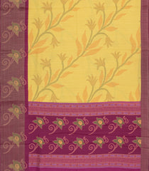 Yellow Printed Art Tussar Saree With Zari Border-BL5007