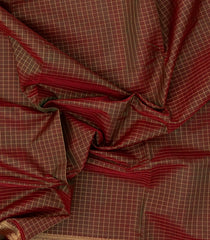 Maroon Handloom Silk Cotton Saree With Checks-SC4298