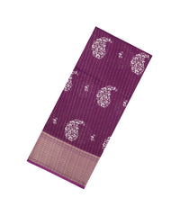 Burgundy Printed Synthetic Dola Silk Saree With Motifs & Zari Stripes-SY0434