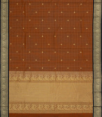 Oil Mustard Handloom Kanchi Cotton Saree With Zari Checks-KC1842