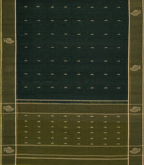 Bottle Green Handloom Silk Cotton Saree With Buttas-SC4533