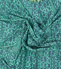 Aquamarine Woven Pure Silk Saree With Printed Floral Motifs-PS0665