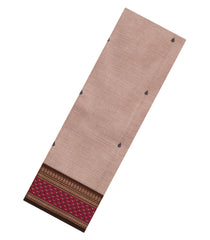 Light Peach Woven Chettinad Cotton Saree With Contrast Border-CN1848