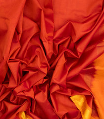 Red Handloom Silk Cotton Saree With Stripes & Contrast Pallu-SC3720
