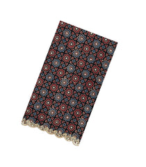 Black Printed Modal Silk Saree With Embroidered Motifs-PS0745