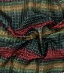 Multi Colour Printed Synthetic Dupion Saree With Checks & Contrast Border-BL6046