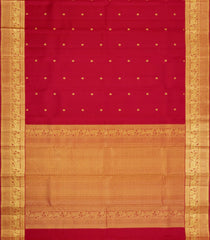 Red Handloom Kanchipuram Silk Saree With Zari Buttas-KA16338