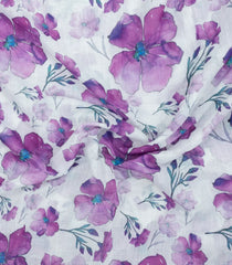 Magenta Printed Synthetic Linen Saree With Floral Motifs-SY0184
