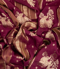 Magenta Woven Art Dola Viscose Saree With Elephant Motifs-BL3983