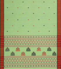 Light Green Handwoven Bengal Cotton Saree With Floral Buttas-BG1514