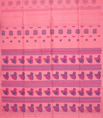 Peach Handloom Organza Soft Silk Saree With Stripes & Buttas-SO4148