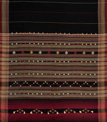 Black Handloom Bhujodi Cotton Saree With Stripes-CC1356