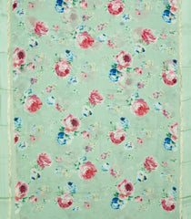 Aquamarine Woven Georgette Silk Saree With Printed Floral Motifs-PS0565