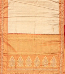 Taupe Handloom Silk Saree With Floral Motifs & Hand Embroidered Border-EN1737