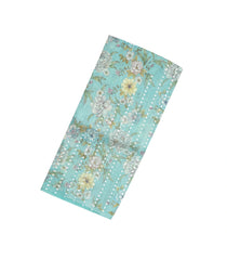 Aquamarine Woven Tussar Silk Saree With Printed Floral Motifs & Sequin Work-TU2892