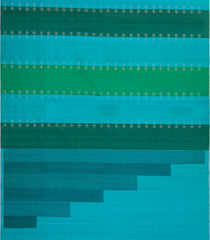 Sky Blue & Green Handloom Soft Silk Saree With Stripes-SO4638