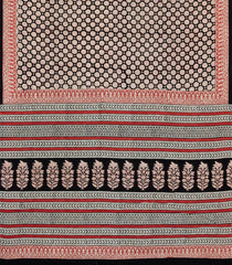Black Printed Jaipur Cotton Saree With Floral Motifs-JC1657