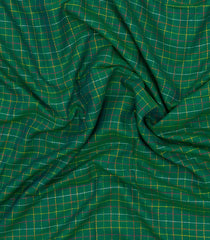 Green Handloom Bengal Cotton Saree With Dotted Checks-BGG1955