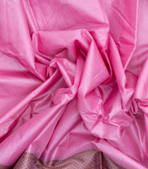 BubbleGum Pink Woven Tussar Silk Saree With Silk Thread Work Border-TU2953