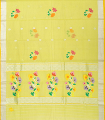 Neon Green Handloom Kota Silk Saree With Meena Floral Motifs-KO1046