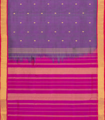 Purple Handloom Silk Cotton Saree With Buttas & Contrast Zari Border-SC4646