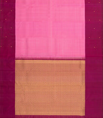 BubbleGum Pink Handloom Kanchipuram Silk Saree With Zari Checks-KA14355