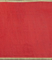 Red Printed Silk Saree With Floral Motifs & Zari Border-PS0684