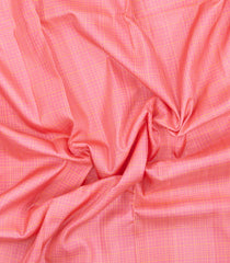 Peach Handloom Soft Tussar Silk Saree With Checks & Contrast Pallu-TU3739