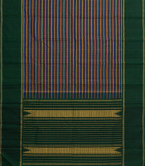 Multi Colour Handloom Kanchipuram Silk Saree With Checks & Green Border - KA14645