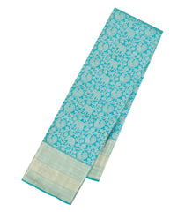 Turquoise Handloom Kanchipuram Silk Saree With Annam Motifs-KA15080