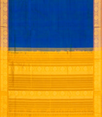 Blue Handloom 9 Yards Silk Cotton Saree With Contrast Border-SC4690