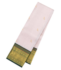 White Handloom Korvai Kanchipuram Silk Saree With Parrot Buttas-KA16171