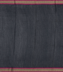 Black Woven Tussar Silk Saree With Printed Floral Motifs-TU3119