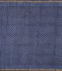 Indigo Printed Chanderi Cotton Saree With Floral Motifs-CC1777