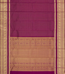 Magenta Handloom Kanchipuram Silk Saree With zari Checks-KA15098