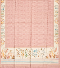 Peach Woven Art Tussar Silk Saree With Printed Floral Motifs-BL3886