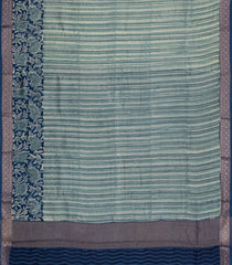 Shadow Green Printed Chanderi Cotton Saree With Zari Border-CC1596