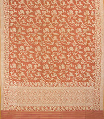 Rust Handwoven Benares Silk Saree With Vanasingaram Motifs