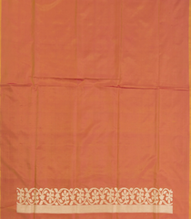 Rust Handwoven Benares Silk Saree With Vanasingaram Motifs