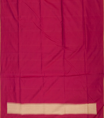 Red Handwoven Benares Silk Saree With Floral Motifs In Diagonal Stripes in Gold And Silver Zari