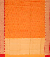 Orange Handwoven Benares Silk Saree With Floral Motifs