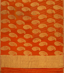 Orange Handwoven Benares Silk Saree -Orange