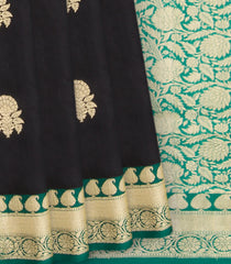 Black  Handwoven Benares Silk Saree-Black