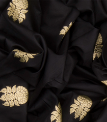 Black  Handwoven Benares Silk Saree-Black