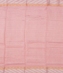 Baby Pink Handwoven Benares Linen Silk Saree With Checks