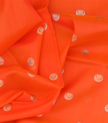 Orange Handwoven Benarasi Silk Saree With Floral Butta & Jhumka Motifs in Border & Pallu-Orange