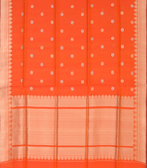 Orange Handwoven Benarasi Silk Saree With Floral Butta & Jhumka Motifs in Border & Pallu-Orange