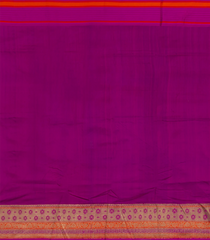 Green Handwoven Benarasi Tussar Silk Saree With Flower Butta With Purple Evening Morning Border-Green