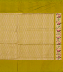 Mustard Handwoven Benarasi Silk Saree With Micro Butta & Flower Motifs in Meena Border & Pallu-Mustard