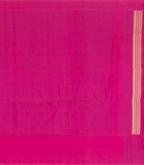 Blue Handwoven Benarasi Silk Saree With Dotted Motifs & Floral Motifs in Contrast Pink Border-Blue